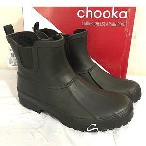 NEW Chooka Women's Chelsea Memory Foam Rain Boots BLACK